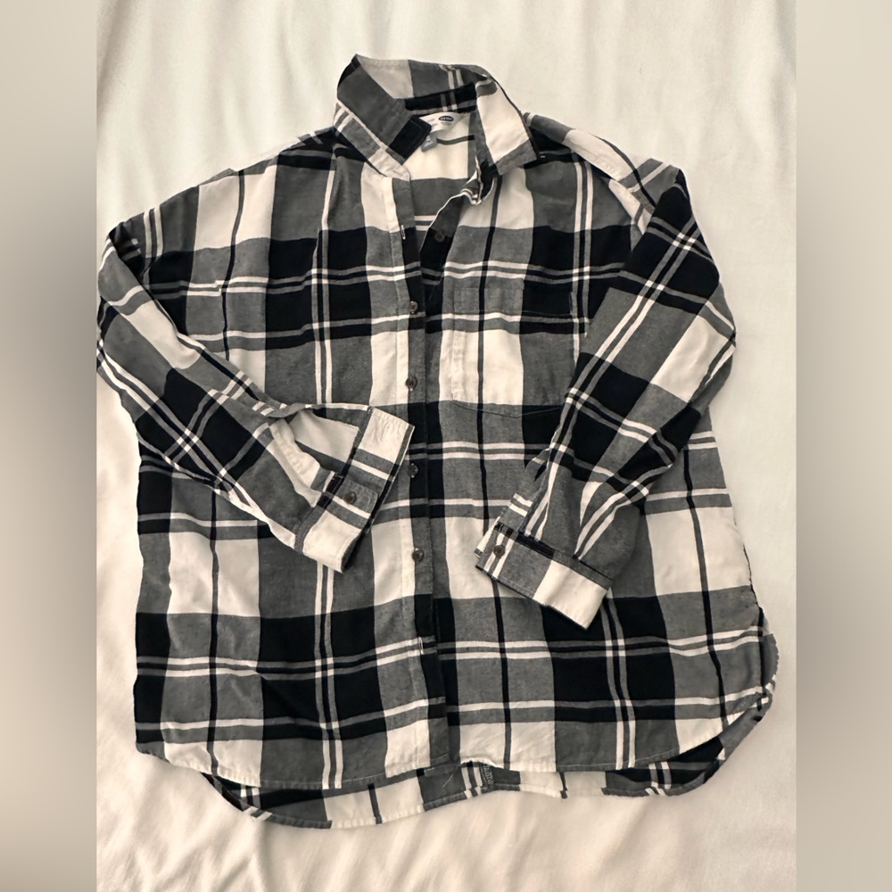 Black and White Plaid Button Down Shirt